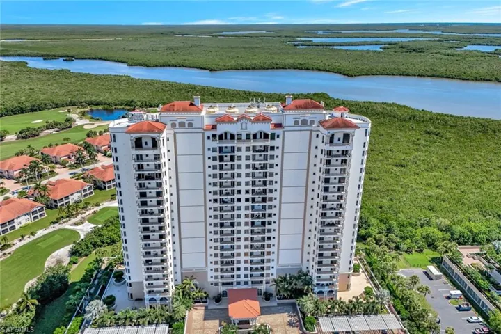 Bird's eye view of a nearby body of water