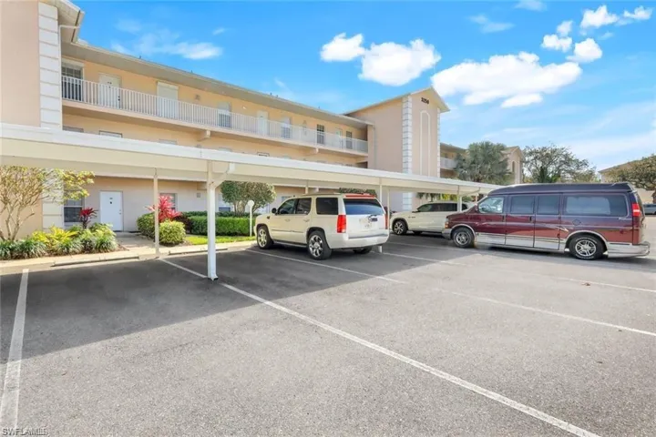 View of covered parking lot