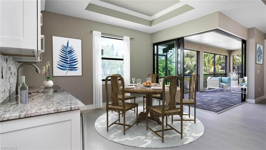 Virtually Staged Wet Bar & Dining Area