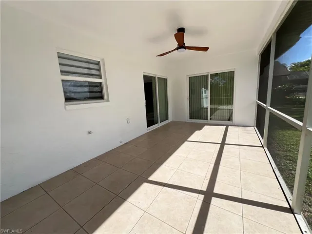 Lanai featuring new ceiling fan with remote control