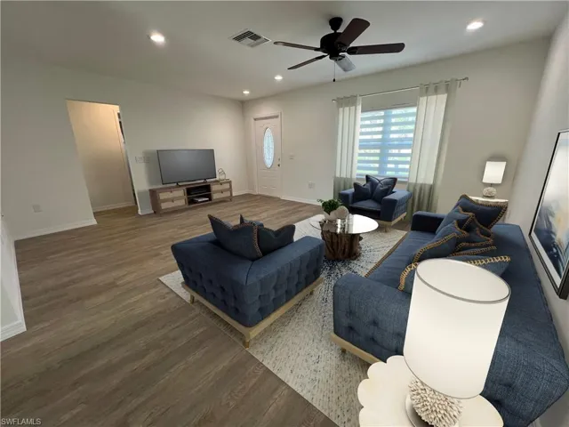 Virtually staged living room