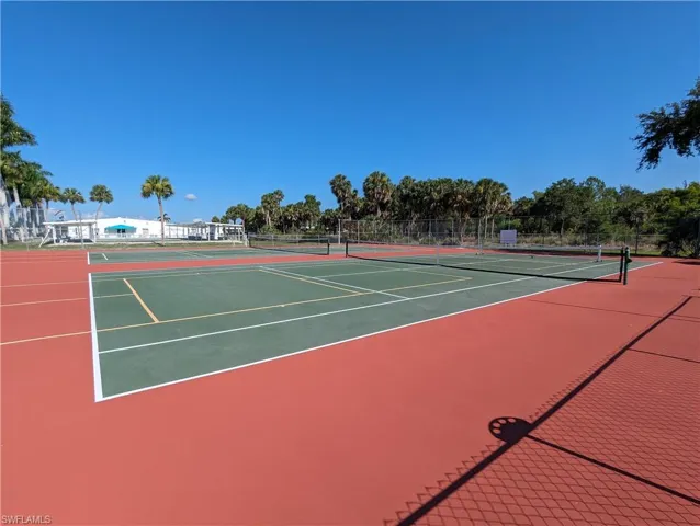 View of sport court with basketball hoop