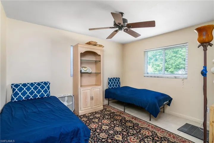 one of three bedrooms
