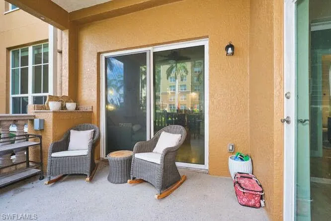 Spacious covered patio overlooking pool and river