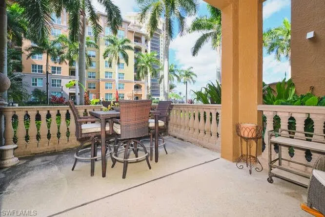 View of patio with outdoor dining space