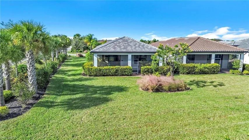 Aerial perspective of backyard.