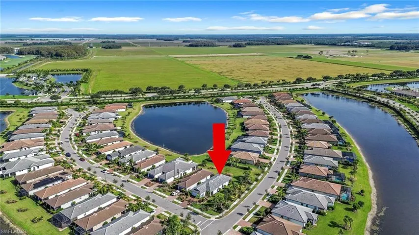 Bird's eye view of a nearby body of water