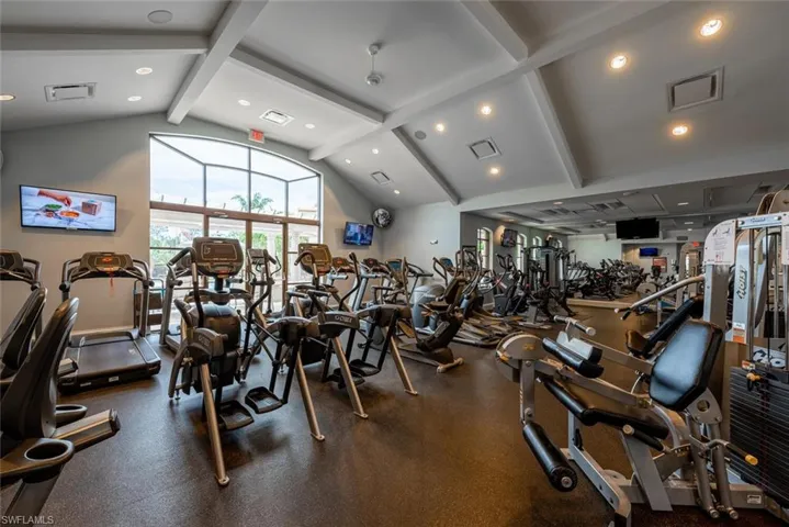 Gym featuring recessed lighting