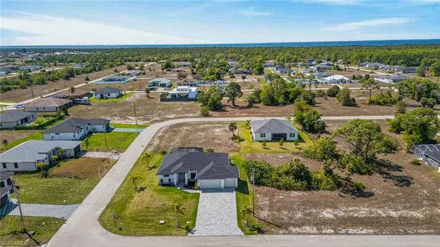 Aerial perspective of suburban area