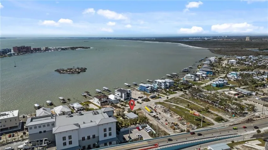 Bird's eye view of a large body of water