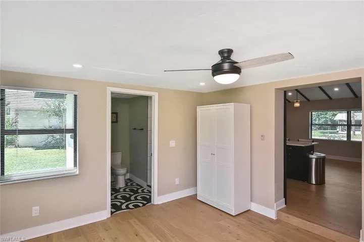 Spacious armoire is included with the home.