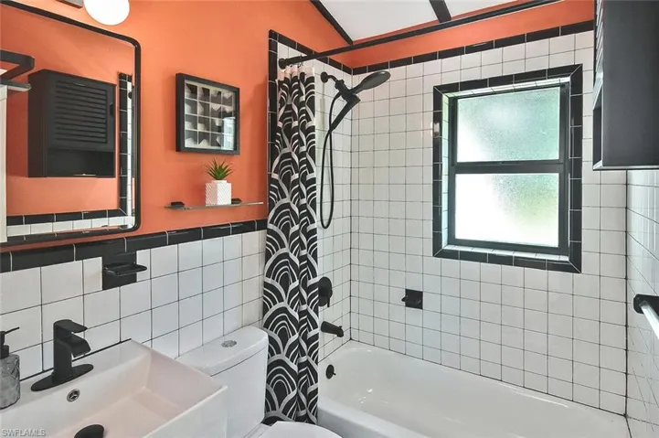 Owners' Suite bathroom adds an artistic flair and geometric interest, highlighted with a splash of vibrant color!