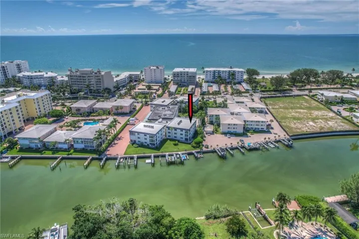 Aerial view of La Villa Riviera and The Gulf of America