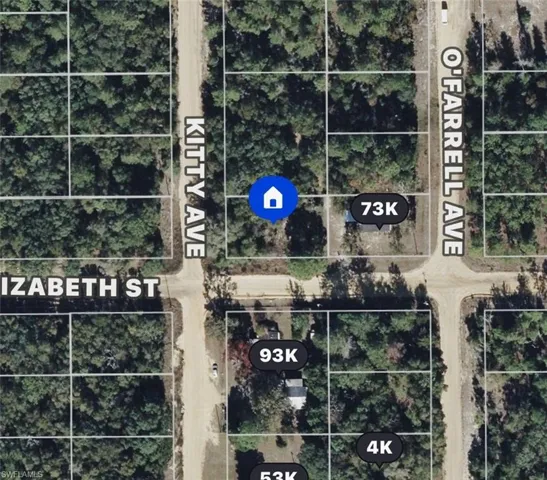 Aerial overview of property's location with property parcel outlined