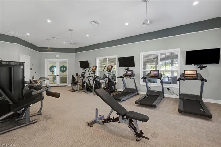 Gym with recessed lighting
