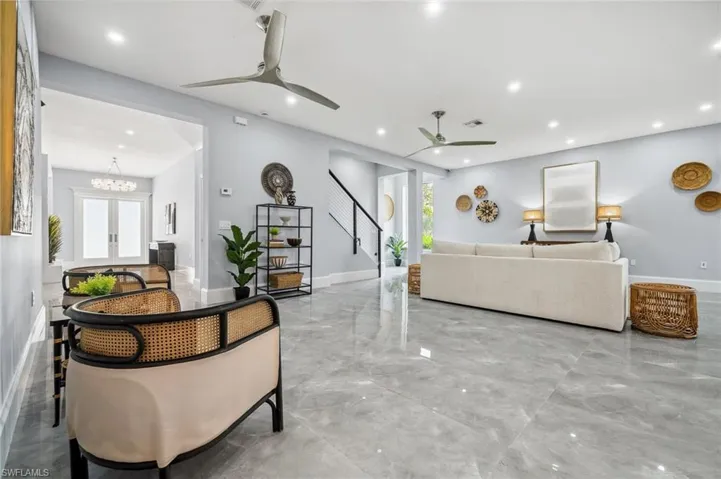 A view from the living room toward the foyer