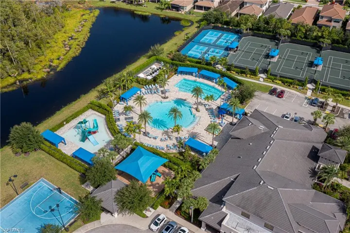 Aerial view of the amenity rich clubhouse area