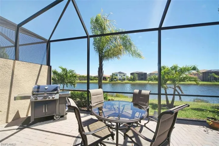 Screened in lanai overlooking tranquil lake