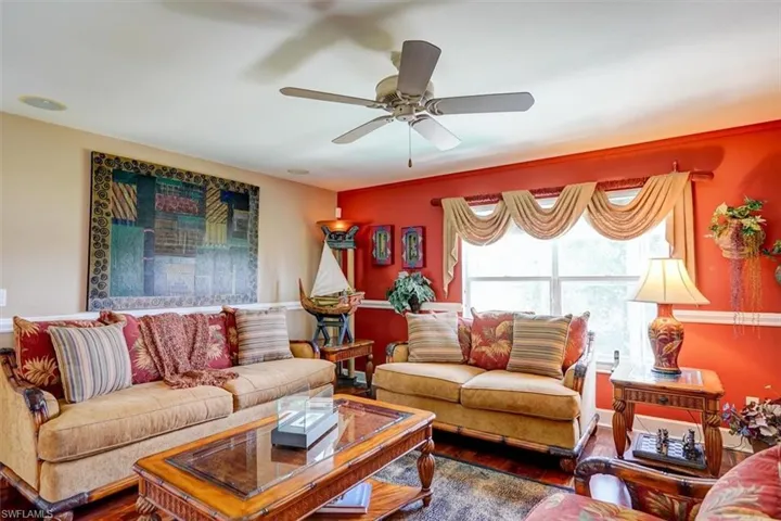 2nd Floor Living room with dark wood-type flooring and ceiling fan