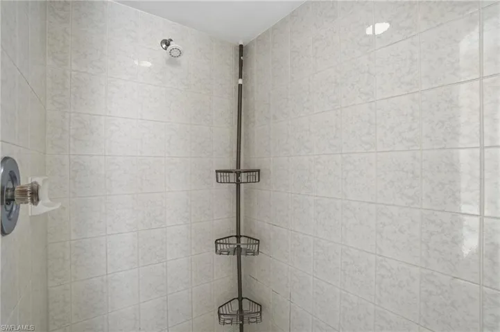 Bathroom view of tiled shower