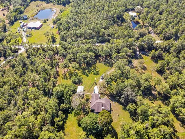 Bird's eye view of a heavily wooded area
