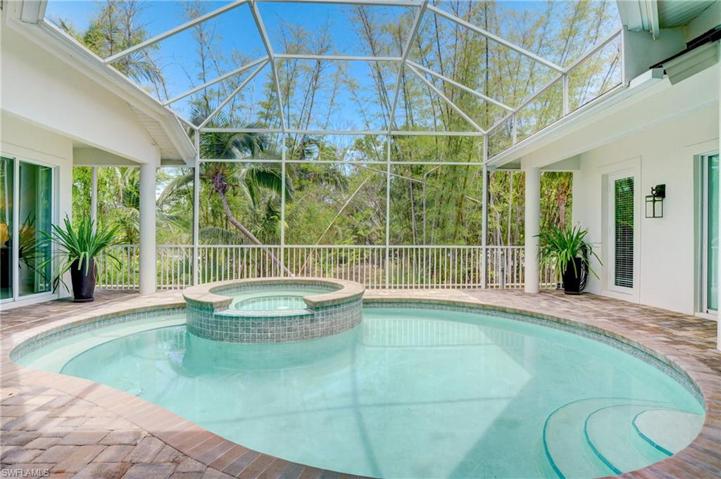 Courtyard pool surrounded by greenery