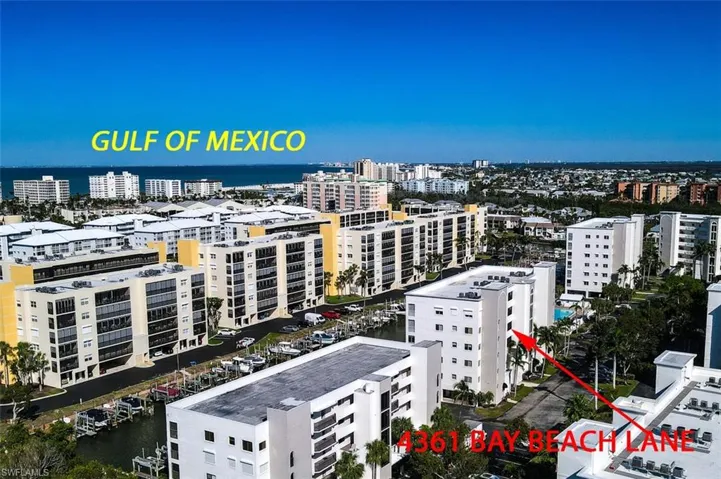 AERIAL SHOWING PROXIMITY TO CANALS AND GULF OF MEXICO.  BOAT DOCKS MAY BE AVAILABLE FOR LEASE OR PURCHASE IN THE BAY BEACH AREA.  FROM THIS LOCATION, YOU COULD BE BOATING IN THE OPEN WATERS OF THE GULF OF MEXICO IN APPROXIMATELY 15 MINUTES!