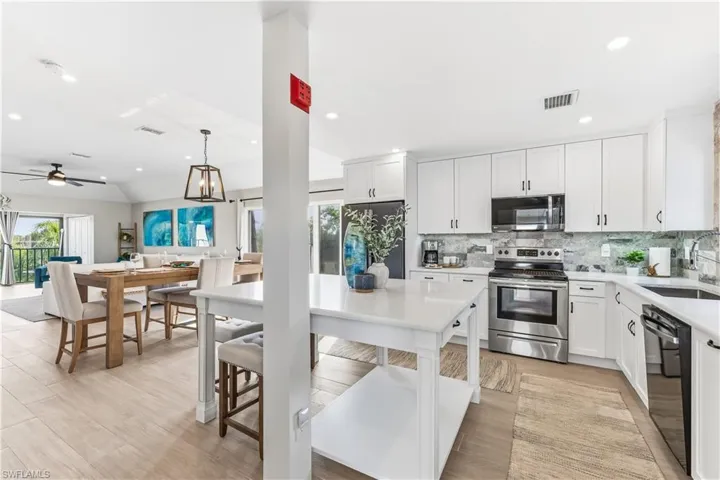 Renovated kitchen with quartz, under counter lighting