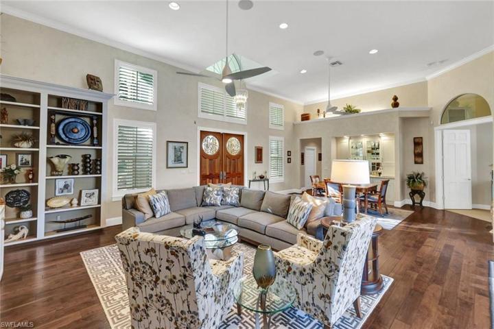 This seating area is large enough for several guests to gather together.