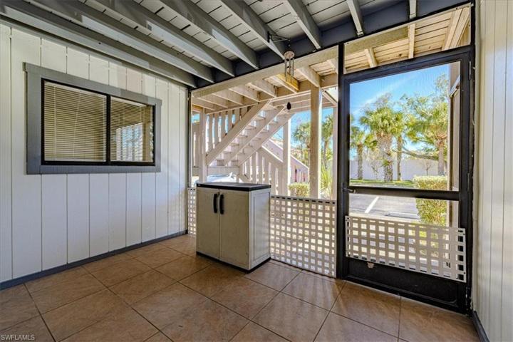 You get a nice sized screened & covered front patio