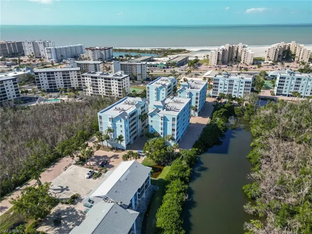 Drone / aerial view of a nearby body of water