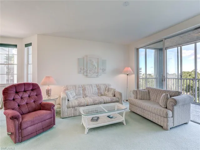 Carpeted living room featuring plenty of natural light
