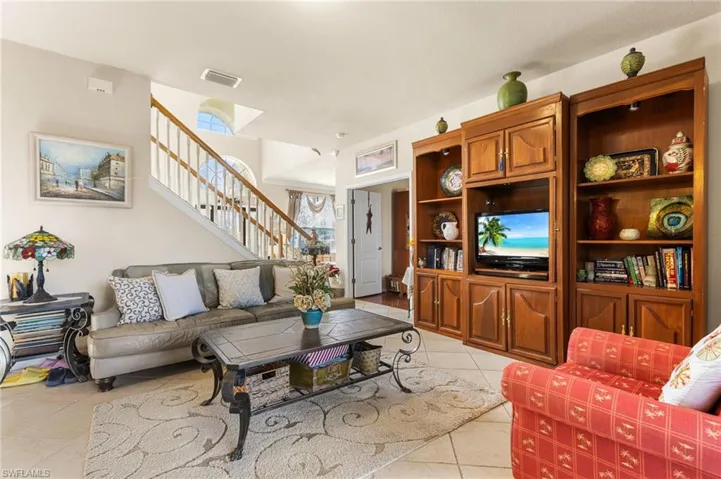 View of tiled living room