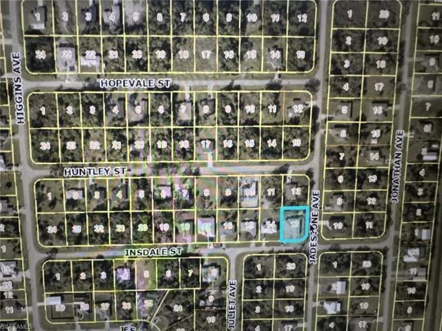 Aerial view of property's location featuring property parcel outlined