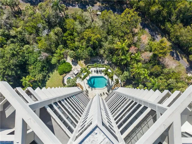 Drone / aerial view of a pool