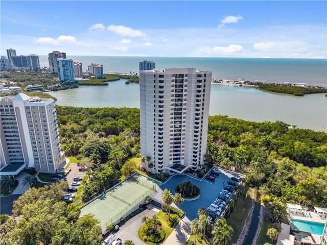 Drone / aerial view of a nearby body of water