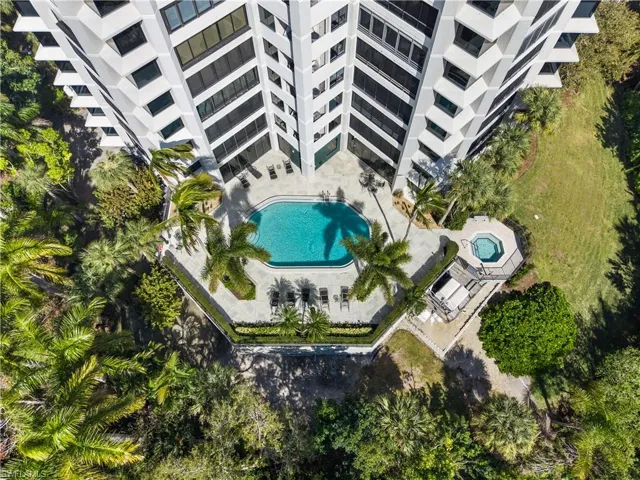 Drone / aerial view of a pool
