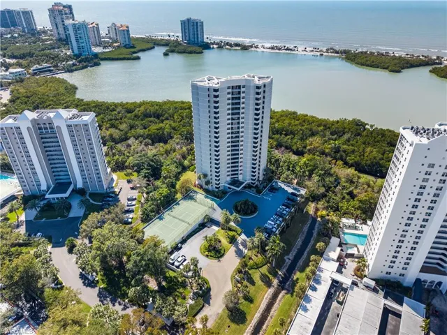 Drone / aerial view of a large body of water