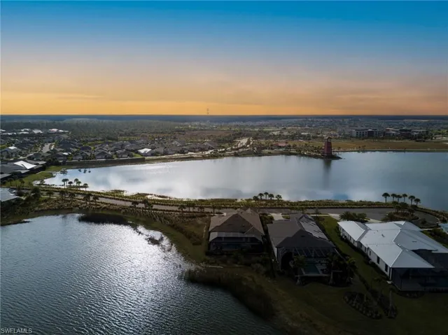 Aerial view of a large body of water
