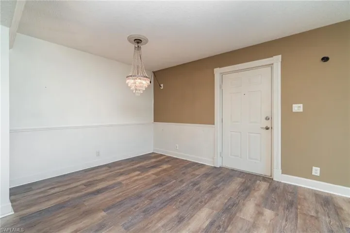 Dining area with view of front door.