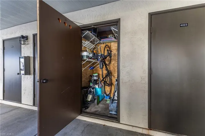 Parking level storage area