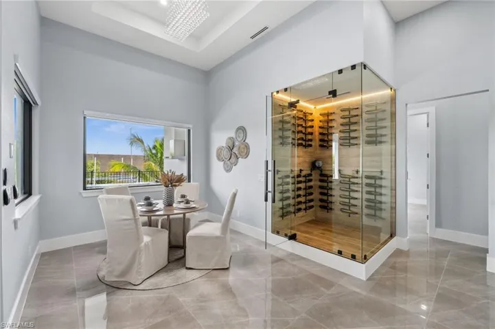 Dining area and wine room.