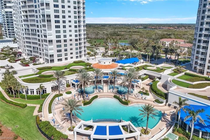 Aerial view of a pool area