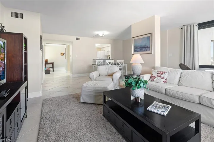 View of tiled living room