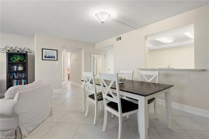 View of tiled dining room