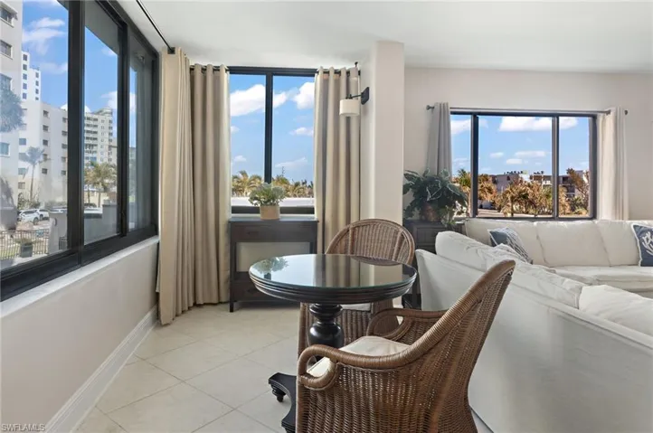 View of tiled dining area