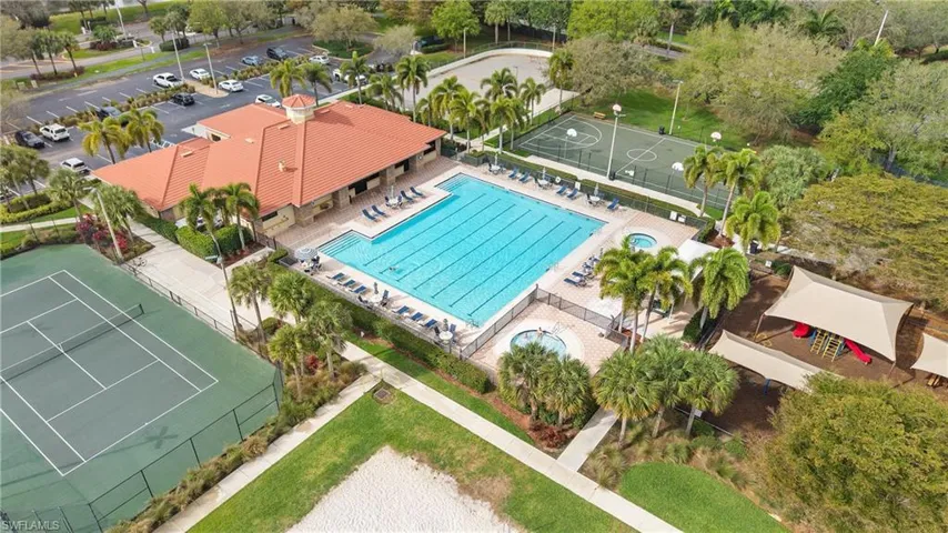 Aerial view of a pool area
