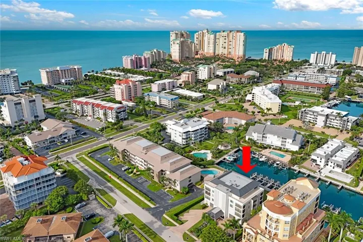 Property location marked, looking toward the Gulf