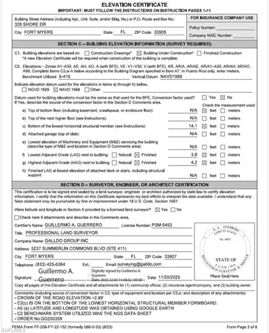 Under Construction - Elevation Certificate