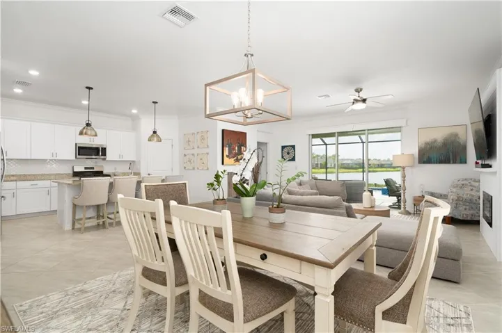 Spacious dining area filled with natural light